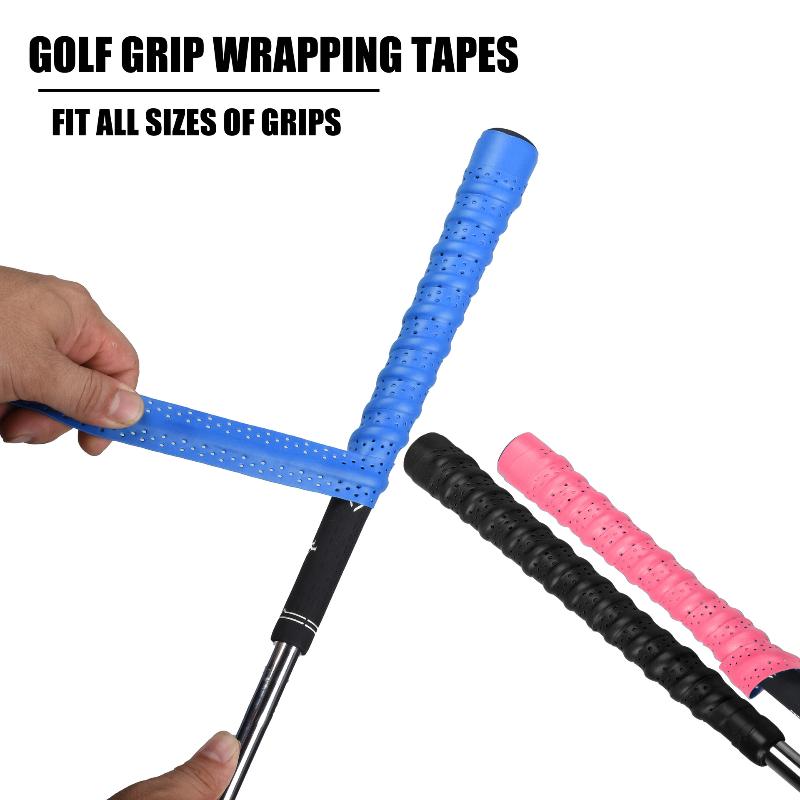 Golf Club Grip Tape Non-Slip Sweatproof PU Leather Golf Grips Wrapping Tape Easy Quick Replacement Swing Stability