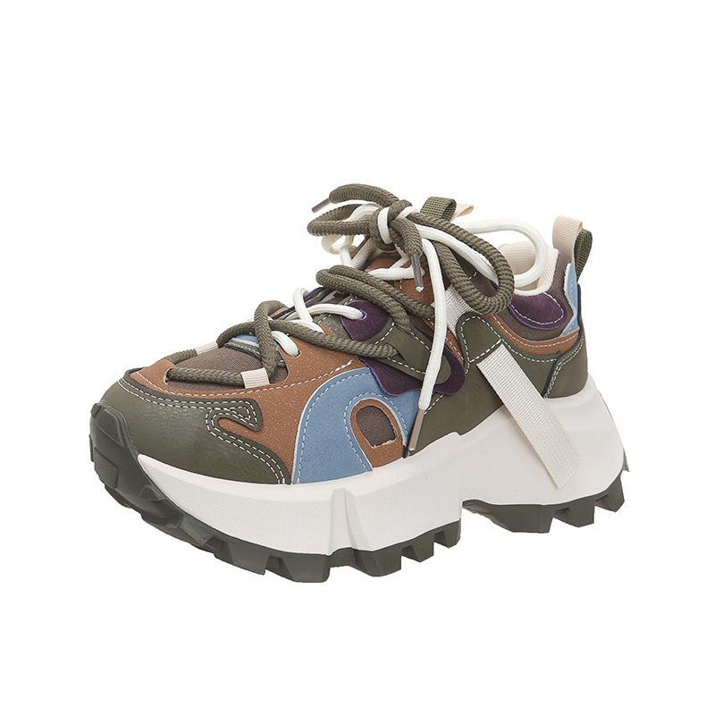 Retro Color Matching Dad Shoes Women's 5 Spring and Summer New Thick-soled Small Forrest Gump Shoes European Goods List Sports Shoes