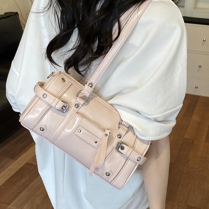 IELGY Large Capacity Summer Commuter Motorcycle Style One-Shoulder Underarm Boston Pillow Bag