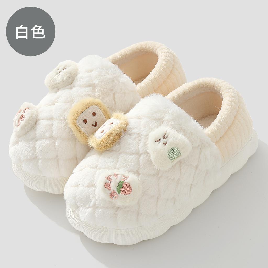 Couple autumn and winter warm cotton slippers piled and thickened to keep warm and cold thick bottom wear-resistant and non-slip indoor and outdoor