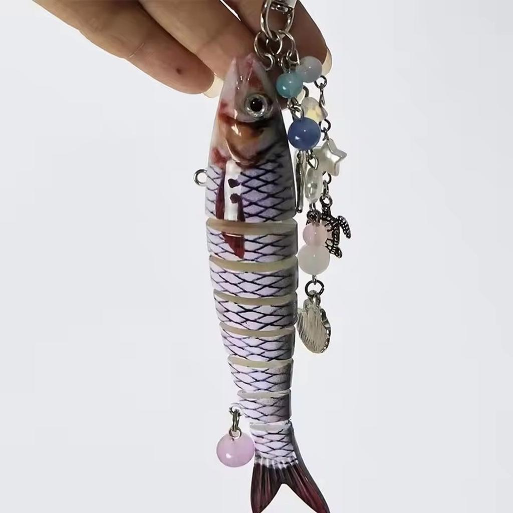 Handmade Fish Shaped Beaded Keychain Key Holder Swimbait Phone Lanyard Creative Accessory For Keys Bags Backpacks