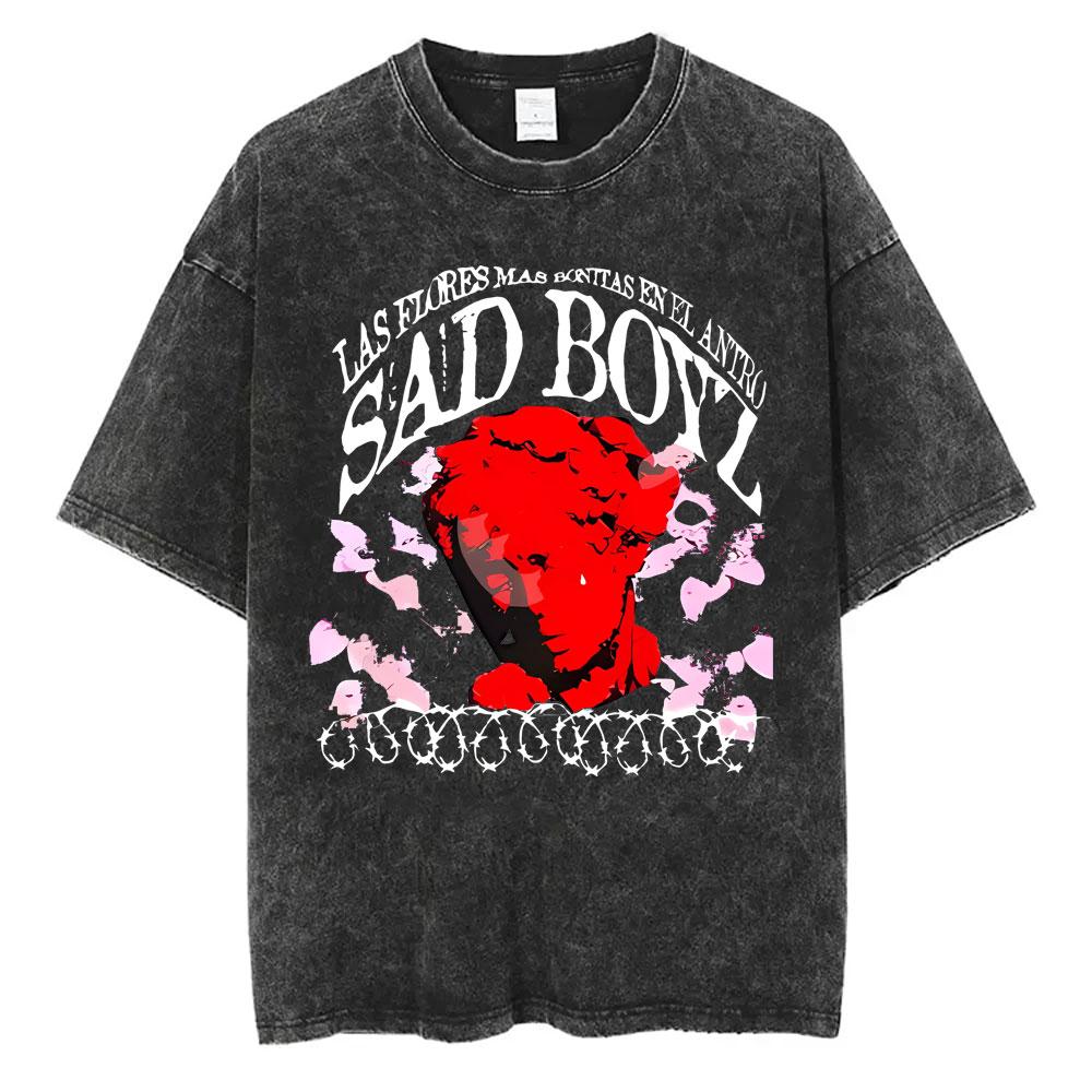 Washed Vintage Junior H Sad Boyz Tour T Shirts Men Women Hip Hop Fashion Tshirt Mens Oversized Crewneck Short Sleeve Tshirts