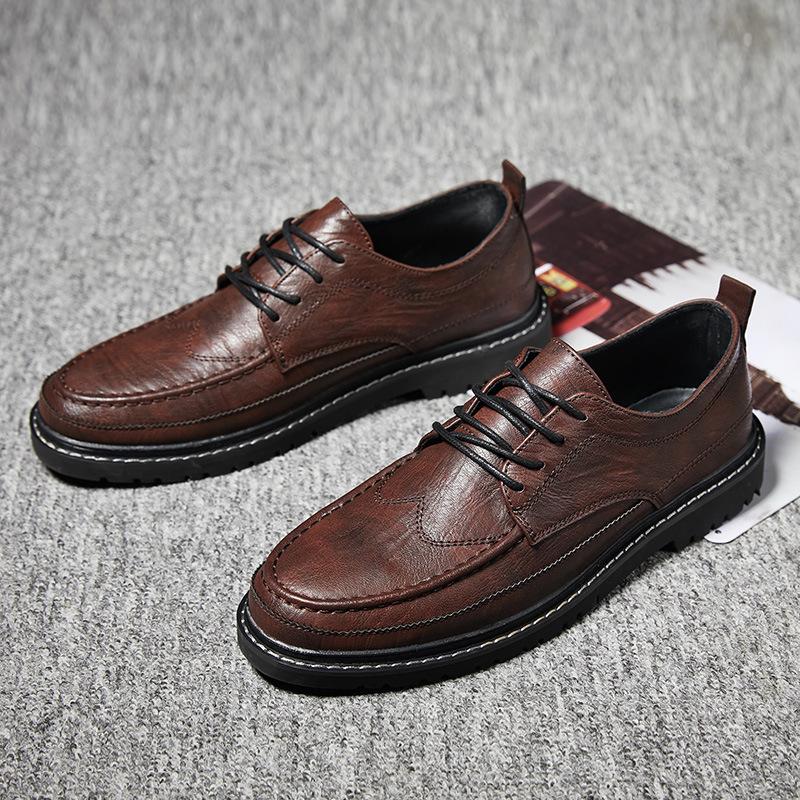 [Hot-selling Trendy Models] 2024 Summer Youth Retro Casual Leather Shoes British Brock Men's Leather Shoes