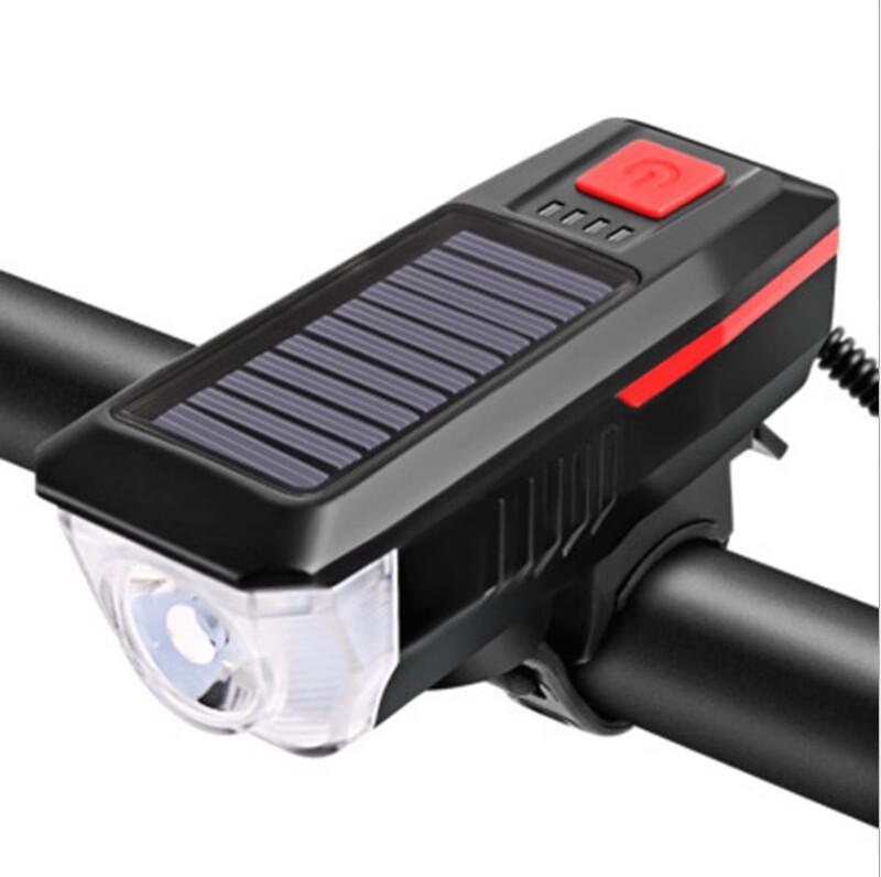 Solar USB Rechargeable Bicycle Headlight with Horn
