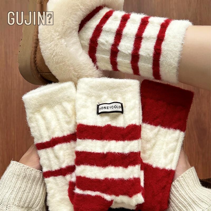 GuJin Women s Plush Warm Mid-Calf Socks One Size