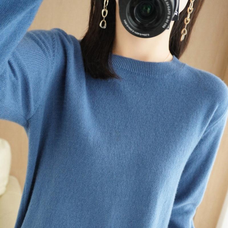 New Round-neck Sweaters for Women In Autumn and Winter, Pullover Knitted Sweaters, Solid-colored Long-sleeved Shirts for Women