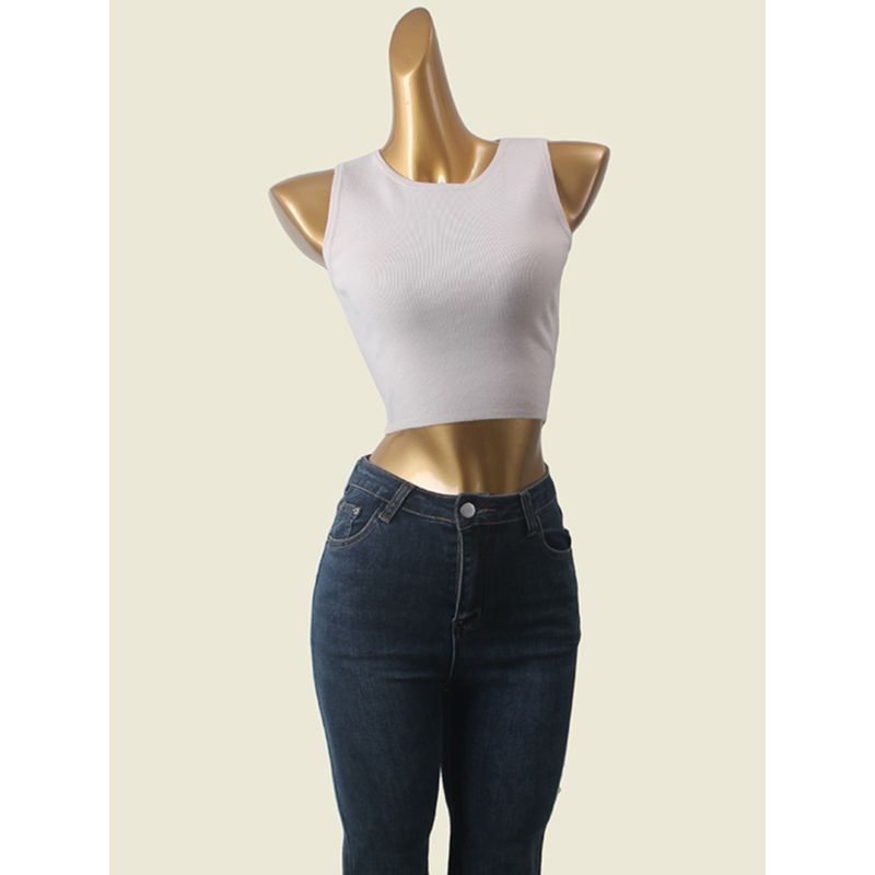 Foreign Trade Original Order Silm Sleeveless Midriff-Baring Pure Color Vest Sexy Sexy Female Knitting Upperwaear