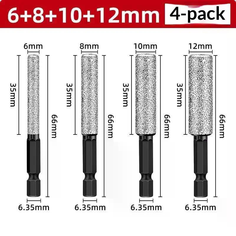 2Pcs 5-12mm Vacuum Brazed Dry Hole Maker Set - Porcelain/Granite/Marble/Tile Drill Bit for Wet and Dry Use