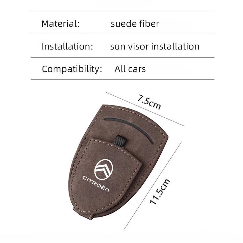 Suede Glasses Clip Car Sun Visor Card Ticket Clamp Fastener For Citroen e-C3 e-C4 X C5X C3 C4 Cactus Picasso C-Crosser C6 C1 C2 akr256
