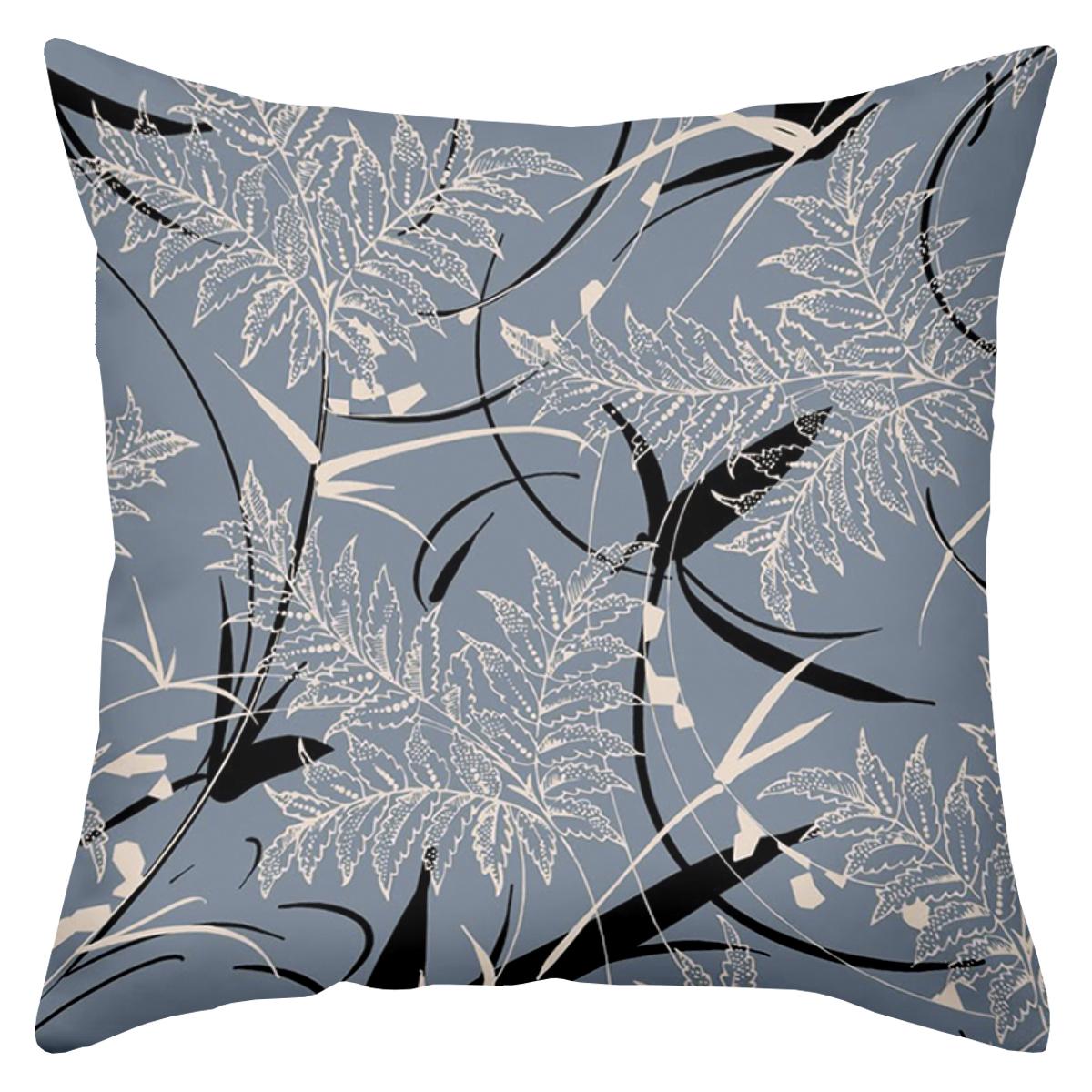 

1 pieces -2D flat printing Blue Pillow with Leaf Pattern for Home Decor Polyester pillowcase, sofa decorative cushion cov 45x45cm
