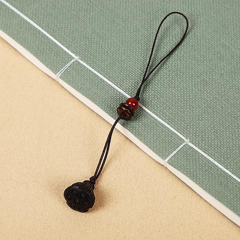 Colgante para Teléfono y Bolso de Madera de Melocotón con Loto, Lanyard USB con Llavero - Estilo Antiguo, Popular para Transmisiones en Vivo