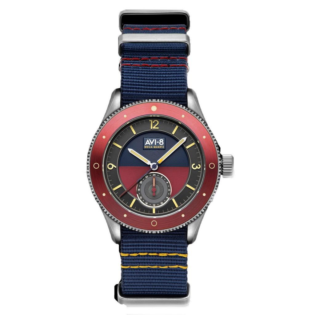 

Мужские часы AVI-8 Flyboy Airmaster Sector Meca-Quartz с темно-синим и красным циферблатом AV-4112-04 синий