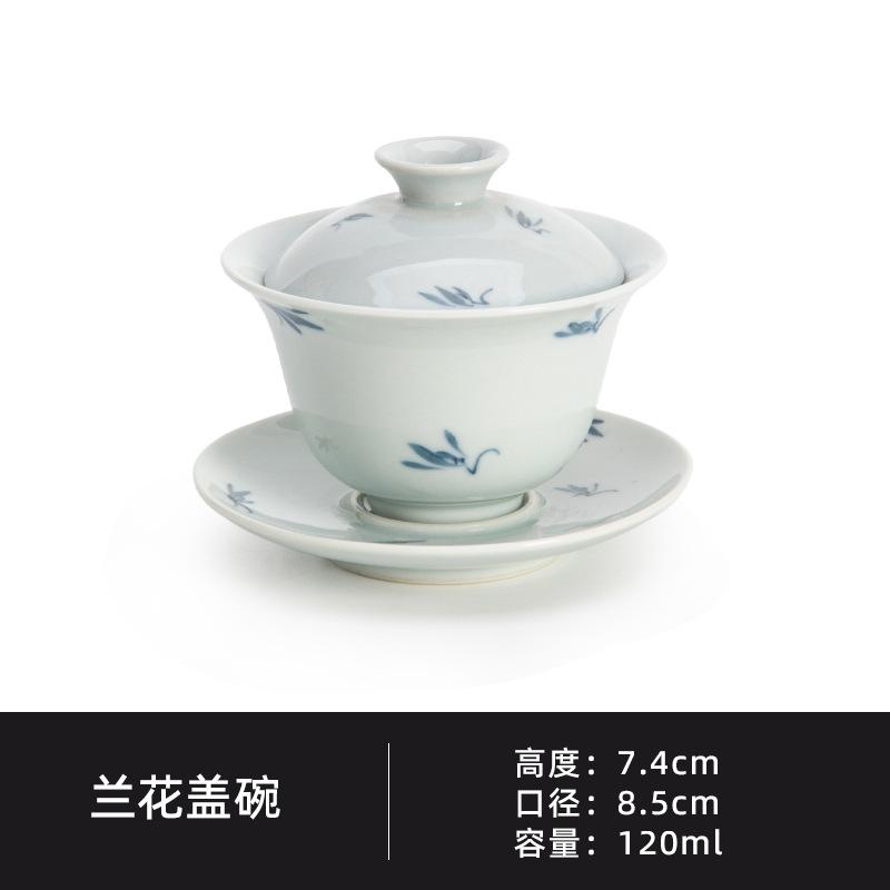 

120ml Hand Painted Orchid Gaiwan Aesthetic Tea Tureen Tea Bowl With Lid Kit Tea Brewing Cover Bowl Teaset Collection Crft Gift