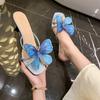 French Small Sandals Fashion Vacation High Heel Drag Niche Design Sense 2025 New Butterfly Thick Heel Shoes Women's Summer Wear