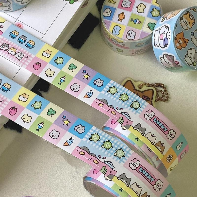 MINKYS Kawaii 3M DIY Hand Tent Tape Sticker Cartoon Animal Symbols Kpop Decorative Stickers Cute Cartoon School Stationery