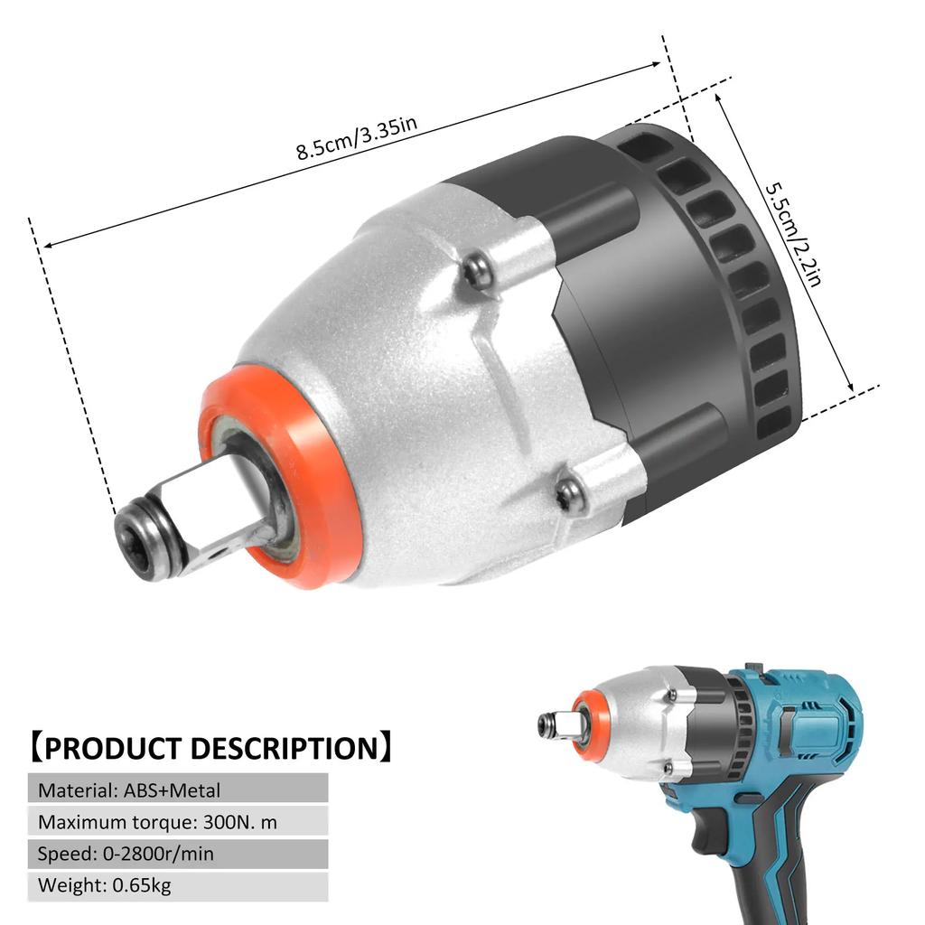 Electric Impact Wrench 2800r/min High-Torque Electric Impact Drill 1/4" 1/2" Double Chuck Cordless Powerful Tool Woodworking