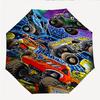 Monster Machines Fashionable Automatic Opening/Closing Folding Umbrella. Portable and Foldable, Ideal for Gift, Travel, and Daily Use.