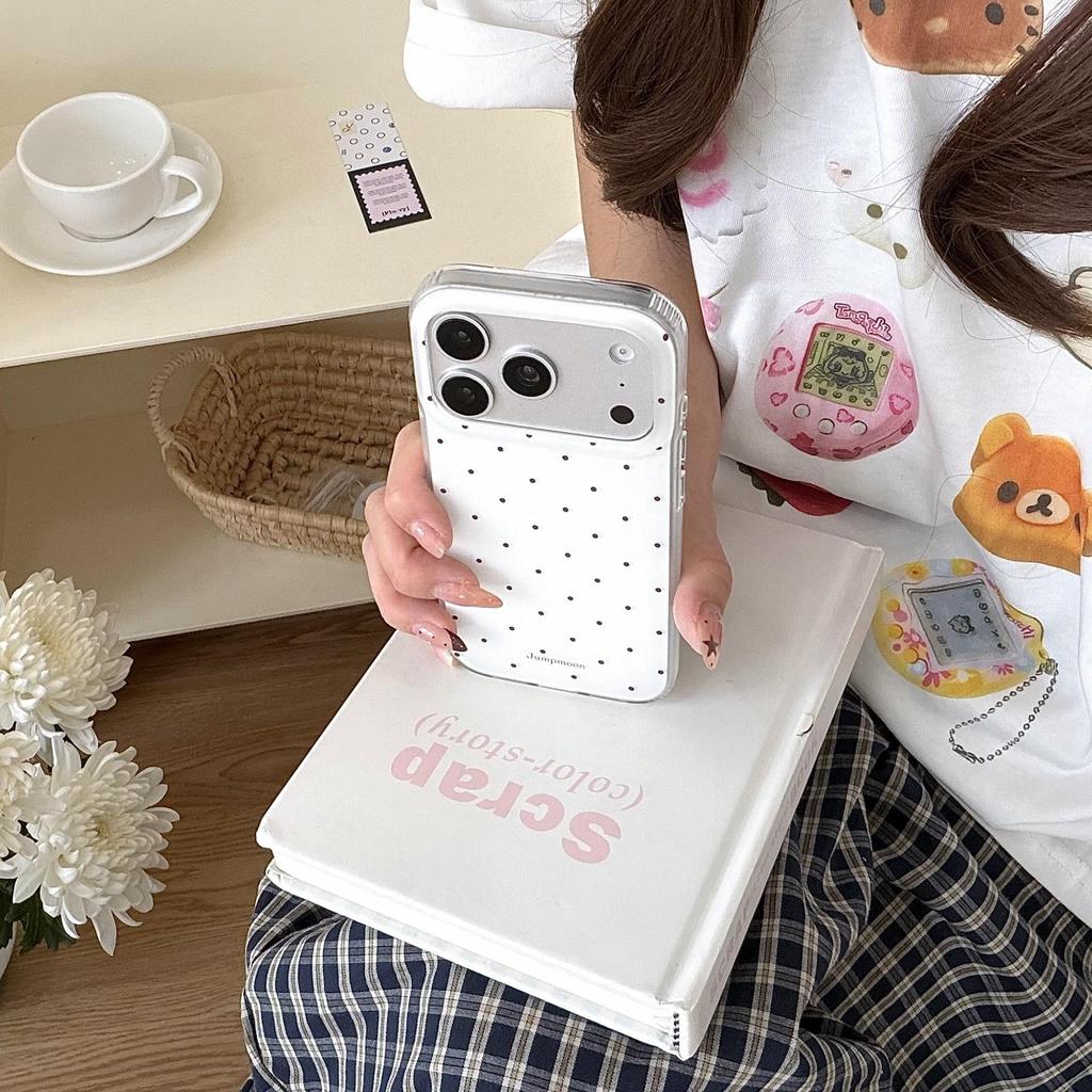 Korean Style Polka Dot Phone Case for iPhone 13-17 Pro Max (Women's)