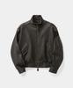 Coor Vintage Shelter Neck Collar Leather Jumper (Dark Brown)