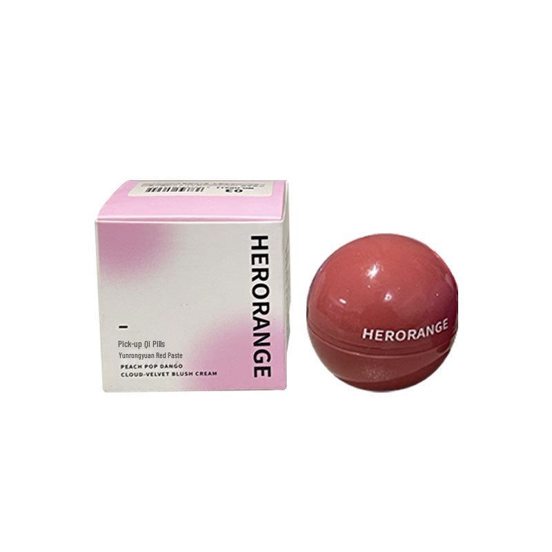 Peach Velvet Cream Blush: 3D Highlight, Natural Reddish Tone, Long-lasting Dewy Finish for Autumn/Winter