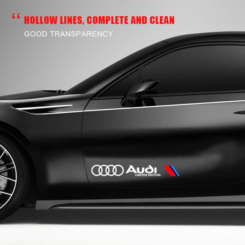 2Pcs Car Body Decoration Stickers Door Personalized Sporty Stickers For Audi A3 A4 B8 8P 8V A6 C7 A5 Q5 B7 B6 B9 QUTTRO RS Q3 Q7 S3 S4 S5 S6 S8