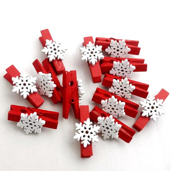 25Pcs Clips Mini Multifunction Wood Christmas Decor Clip for Cards