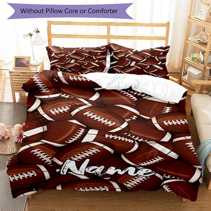 3pcs Custom Name American Football Bedding Set Duvet Cover Closure Includes 1 Duvet Cover & 2 Pillowcases, Soft and Comfortable for All Seasons.
