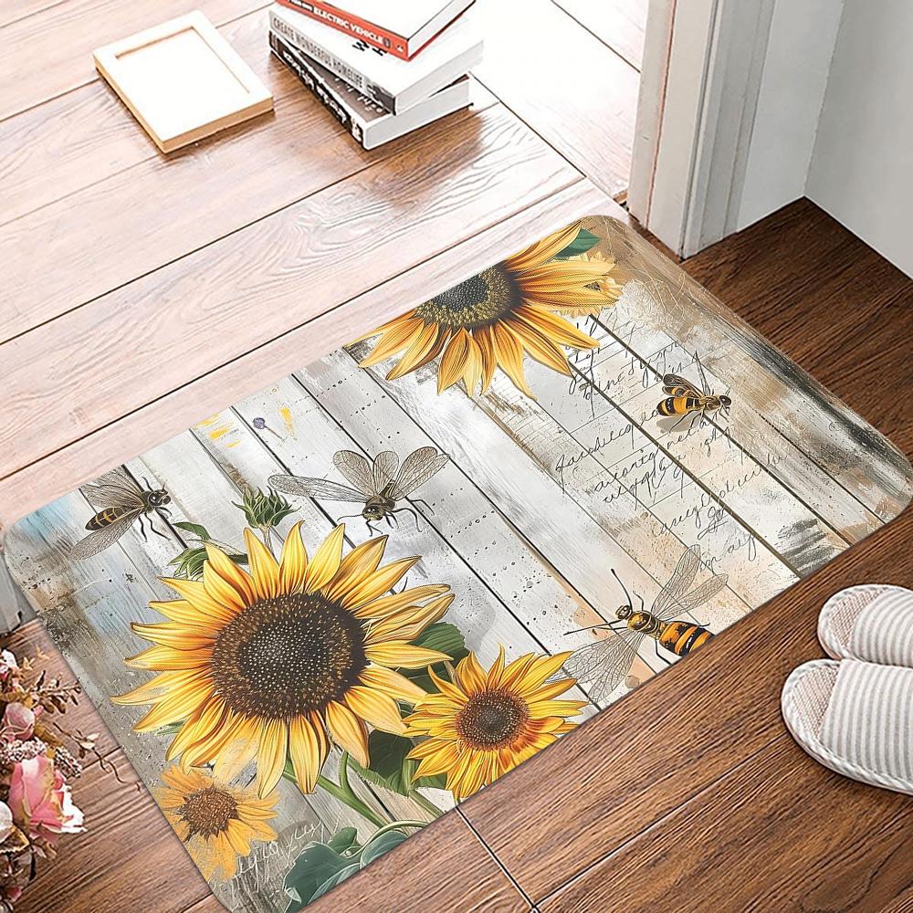 Vintage Flowers Print  Doormats Non-Slip Washable Bathroom Rugs Creative Bath Rug For Bedroom Living Room Entryway Decor