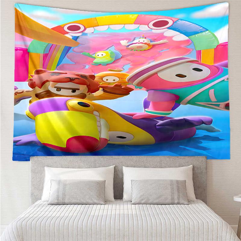 Fall Guys game Tapestry for Bedroom Aesthetic Classroom Tapestries Wall Hanging for Living Room Dorm Office,Ideal Creative Gift