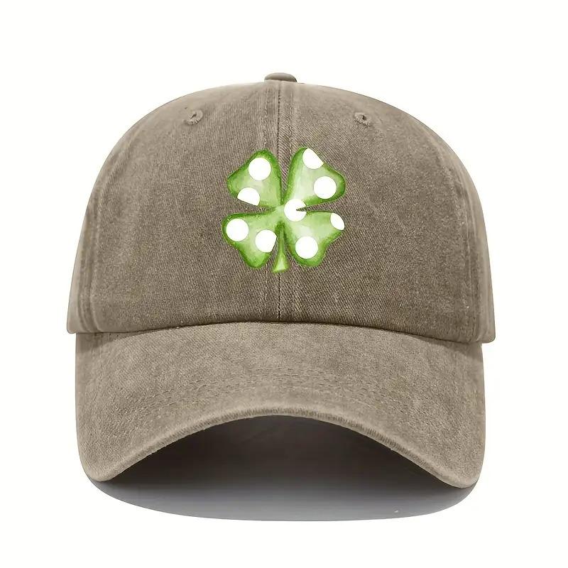 Four Leaf Clover Polka Dot Baseball Cap Adjustable Polyester Casual Outdoor Hat Unisex