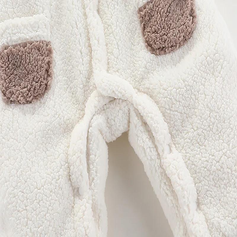 Coral Fleece Baby Jumpsuit Cartoon Hooded Newborn Romper Autumn Winter Warm Toddler Onesie Thicken Cotton Infant Outfit 0-24M