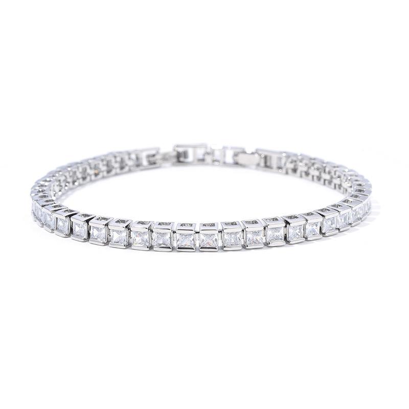 Prinzessin Fang Farbverlauf Edelstein Regenbogen Voll Diamant Kette Platiniert Platinfarbe Saphir Zirkon Temperament Armband Damen