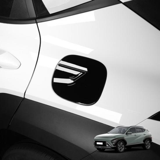 For Hyundai Kona 2024 2025 Carbon Fiber ABS Fuel Filler Tank Gas Cap Cover Trim