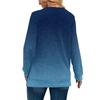 Women's Fashionable Oversized V-Neck T-Shirt With Gradient Print Long-Sleeved Pullover Top