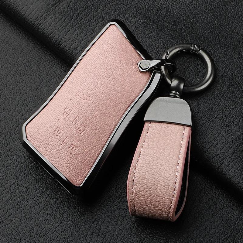 5 Button Metal and Leather Car Key Case Cover For Lexus LM350h LM500H  2024 Car Key Case Protect Fob