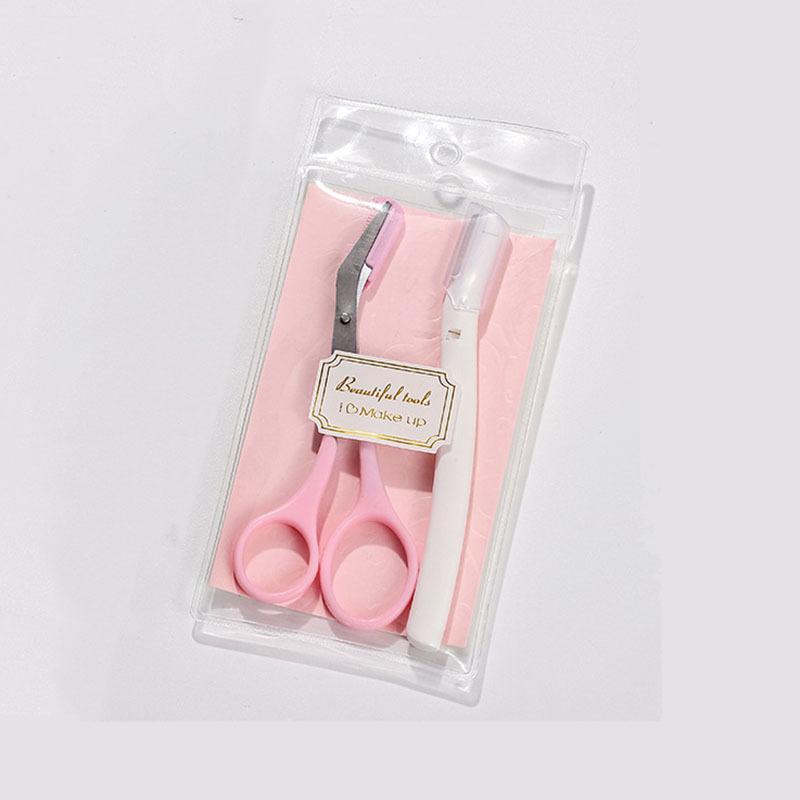 2 шт., ножницы для бровей с расческой для бровей, заостренные маленькие ножницы, инструменты для стрижки бровей, инструменты для макияжа розовый