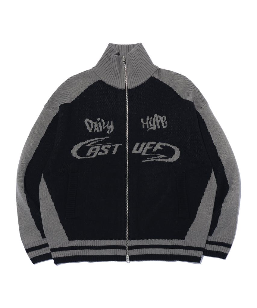 Eonoideu Color Block Jacquard High-Neck Knit Zip-Up Lq5Su516_Black
