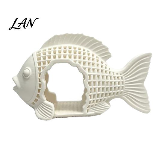 Safe Cave for Shrimp 3D Printed Hollow Fish Shape Aquarium Hideout Decor, Breeding Landscaping Decor Shelter Cave, Betta Ornament Tank Landscape белый
