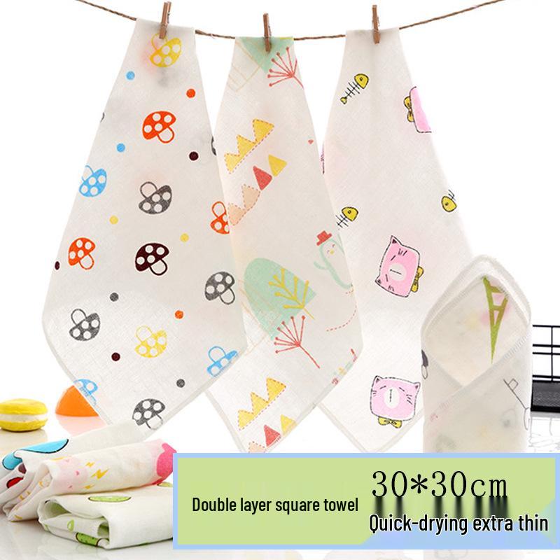 Large Baby Bib - Newborn Pure Cotton Gauze, Quick Dry, Double Layer, 30cm 30x30cm