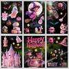 Halloween Window Sticker Pumpkin Witch Bat Castle Pattern Wall Stickers Halloween Decals