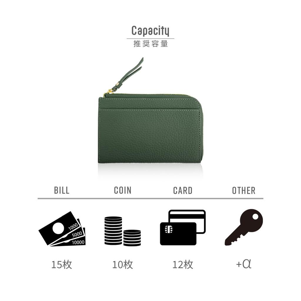 [RafiCaro] Mini Wallet, Slightly Larger, Middle Wallet, L-Shaped Zipper, Women's Wallet, Back Pocket, Genuine Leather, Large Capacity, Thin, Greige