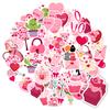 35pcs-50pcs Playful Valentine's Day Stickers Cute Balloons Stickers Funny Stickers For Suitcase Fridge Phone Luggage