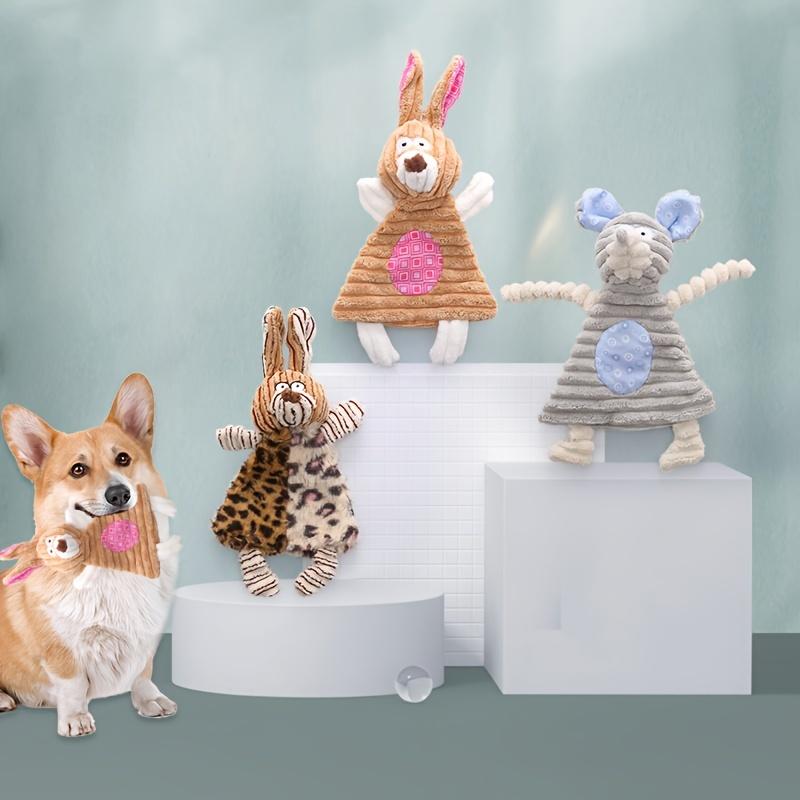 Squeaky Rabbit Dog Toy, Plush Crinkle Pet Chew Toy for Small Medium Dogs, Durable Interactive Puppy Teething Toy