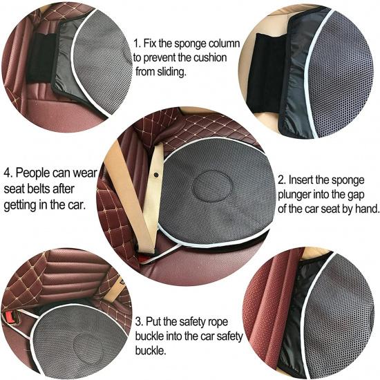 360 Degree Swivel Seat Cushion for Car/Portable Rotating Memory Foam Car Seat Pad/ Non-Slip Auto Round Disc Rotary Chair Cushions Pad for Elderly or