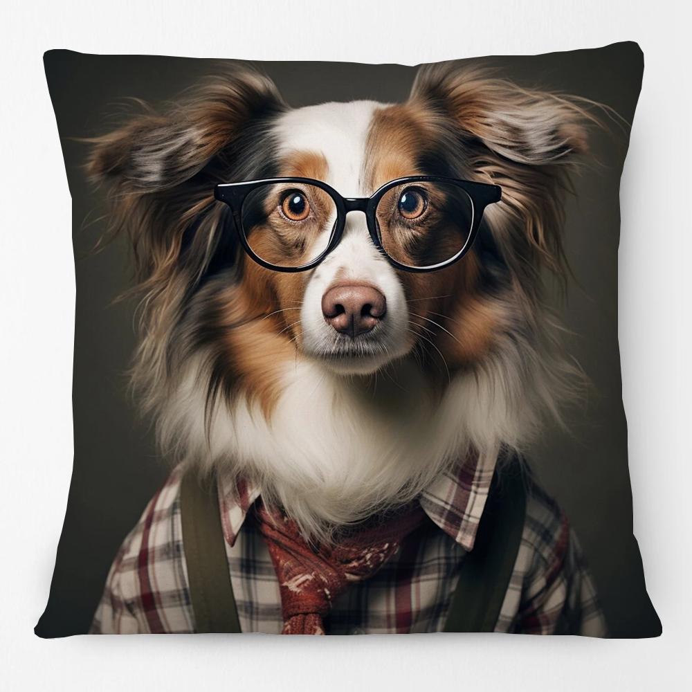 European Rabbit Badger Rooster Horse Animals Hipster with Glasses Painting Cushion Covers Decorative Pillowcase
