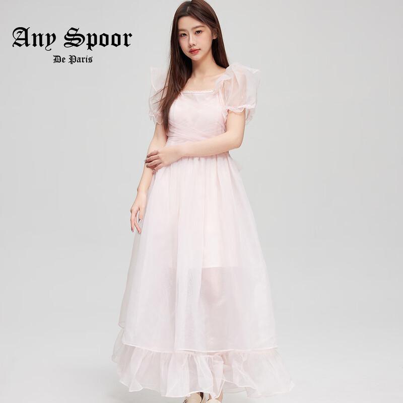 

ANY SPOOR Summer 2025 Women s Mesh Short Sleeve Long Dress M