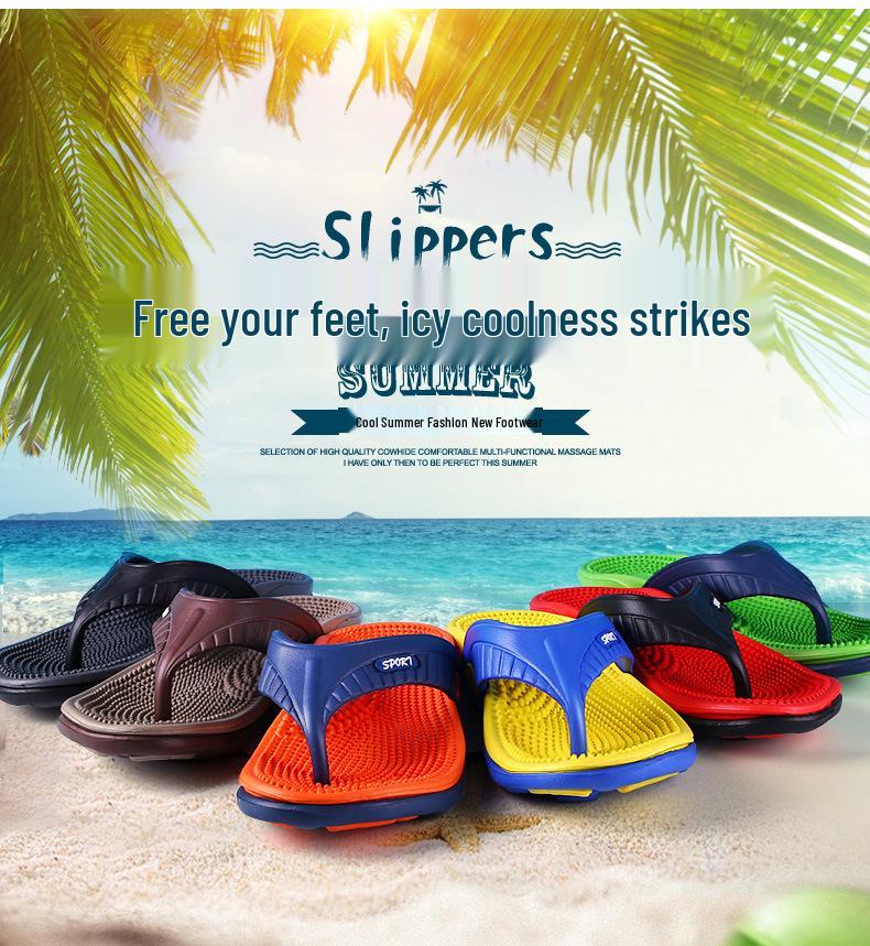 Men's Colorblock Massage Sole Flip Flops - Plus Size Lightweight Beach Toe Post Slippers for Outdoor Casual Wear