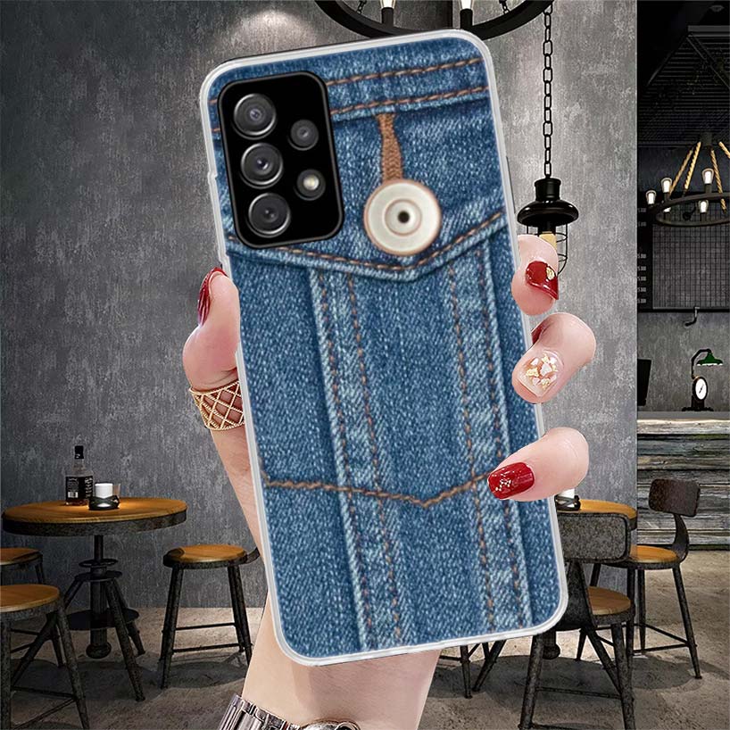Jeans Cowboy Denim Printed Soft Phone Case For Samsung Galaxy A13 A14 A15 A16 A17 A53 A54 A55 A56 A57 A33 A34 A35 A36 A37 A23 A2