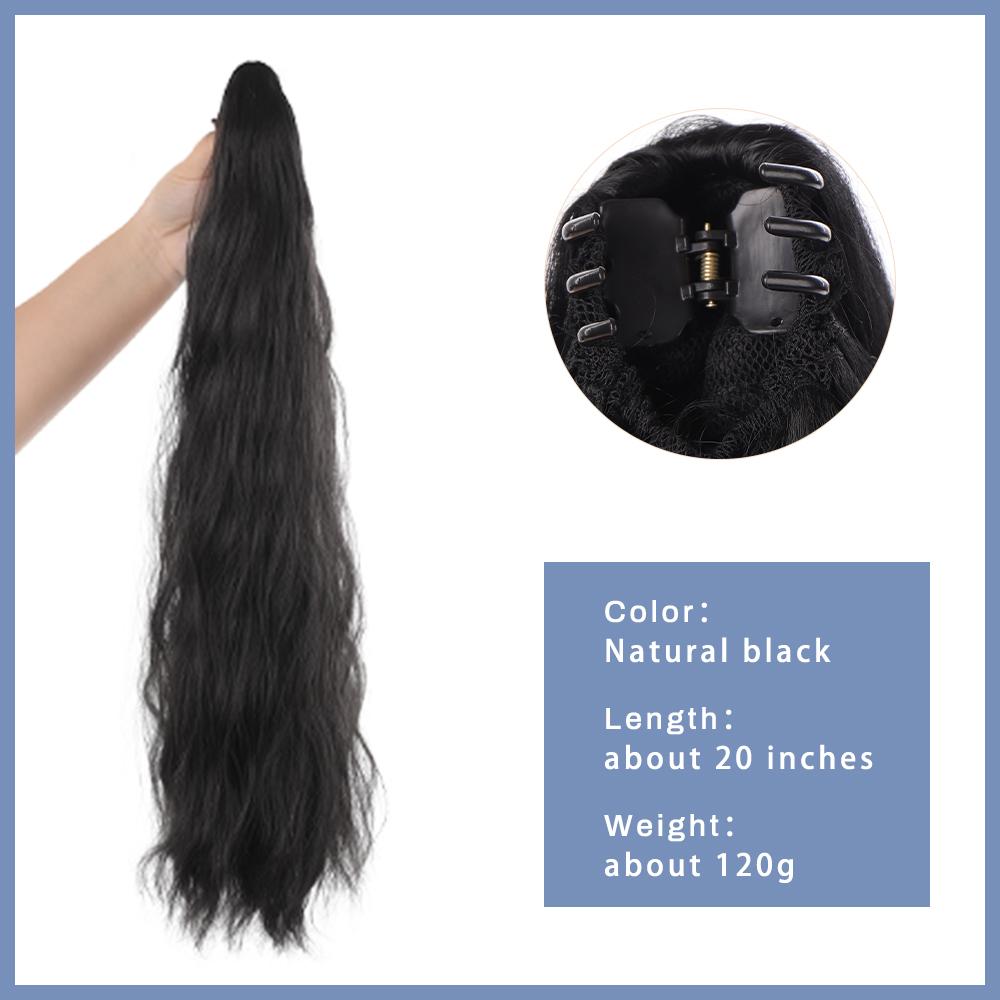 Synthetic Long Hair Claw Clip Ponytail Braid Water Wave Hair Natural Wave Wig Women's Clip Ponytail Extension