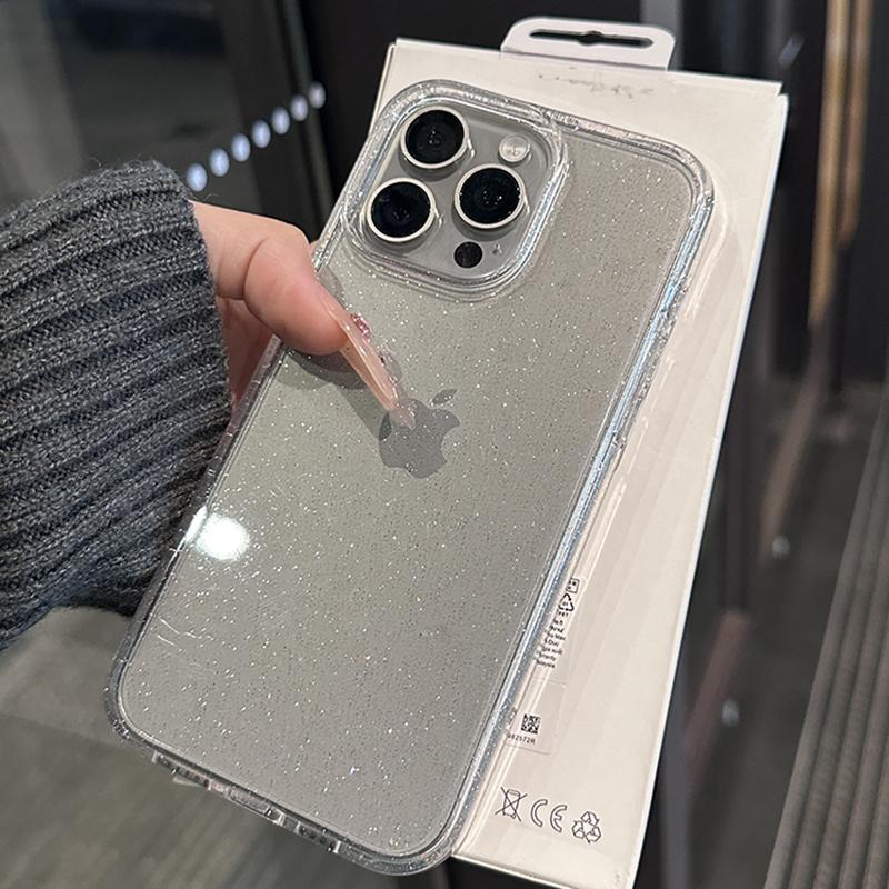 Luxury Bling Glitter Silicone Case For iPhone 15 14 Plus 13 11 12 Mini Pro Max X XS Max XR 7 8 Transparent Soft TPU Cover Funda